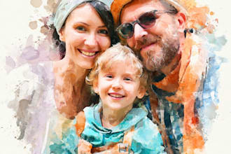 create a hand painted watercolor couple portrait keepsake