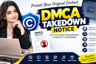 submit a professional dmca takedown notice for copyright and defaming content