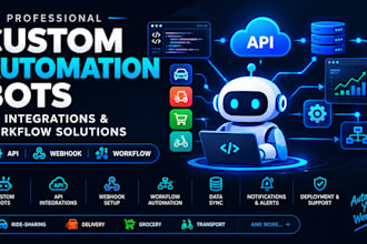build custom automation bots, API integrations and workflow solutions