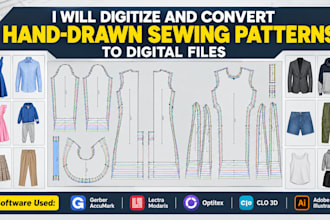 igitize and convert hand drawn sewing patterns to digital files