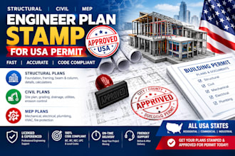 structural civil mep engineer plan stamp for florida tx ga nj ma ny ga permit