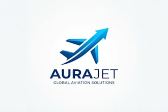 design a modern and professional blue plane logo