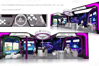 design a 3d exhibition booth with realistic rendering