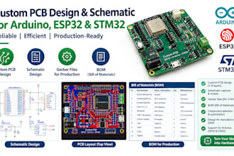 design custom pcb and schematic for arduino, esp32, and stm32