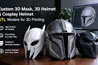 design custom 3d mask, 3d helmet, cosplay helmet and stl models