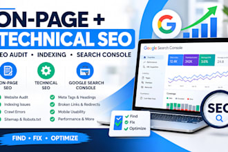 do on page and technical SEO, website audit, google search console and indexing