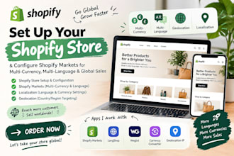 set up shopify store configure shopify markets for multi currency and language