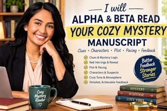 alpha beta read cozy mystery manuscript clues characters plot pacing feedback