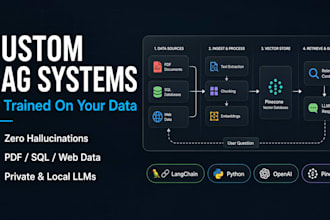 build rag system, finetune llms using langchain, vector database