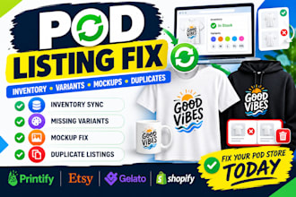 fix pod listing inventory sync missing variant mockup problems duplicate listing