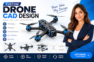 design custom drone frame fpv uav quadcopter parts 3d cad model for 3d printing