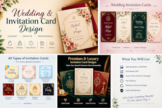 design elegant wedding invitation cards and any invitation card