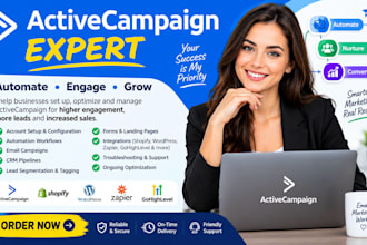 setup your active campaign automation, landing page, email campaign in 24hrs