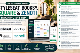 setup and optimize styleseat booksy squire and zenoti booking website