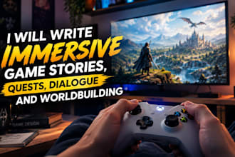 write immersive game stories, quests, dialogue and worldbuilding