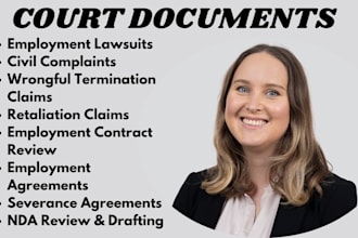 write lawsuits,contract review,civil litigation as employment lawyer in ca,ny,tx