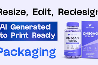 quick edit, redesign, resize, vectorize packaging or label design