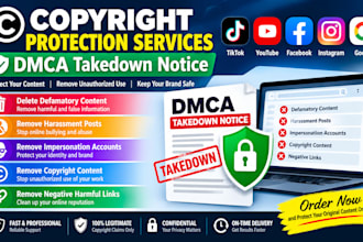 takedown,delete,remove copyright protection for instagram,facebook,youtube,dmca