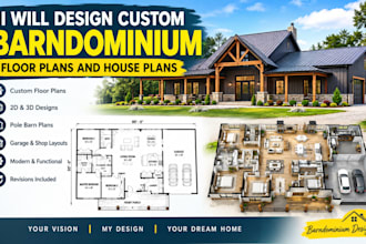 custom barndominium floor plans, house plans and construction drawing for permit