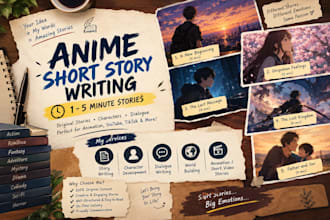 write any type story, anime story script and dialogue