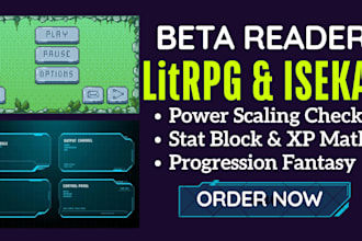 beta read your litrpg, progression fantasy, or isekai novel