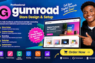setup store design redesign customiztaion optimization branding gumroad shop
