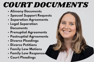 write alimony,separation,pleading,prenuptial agreement as family lawyer in ca,ny