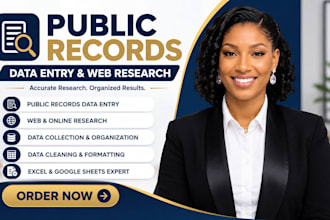 do public records data entry and web research