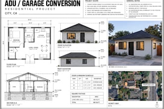 draw adu plans, garage conversion plans, permit drawings and floor plans