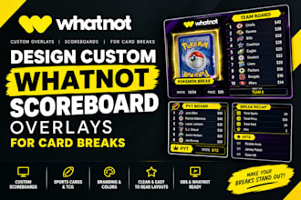 design custom whatnot scoreboard overlays for card breaks