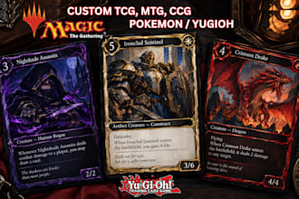 design custom trading card game, tcg, trading card, card template and card frame