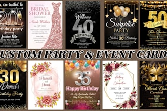 design custom party invitation card, birthday, wedding, baby shower, event card