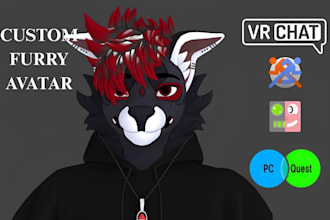 make custom furry vrchat avatar for content creators, streamers facetracking