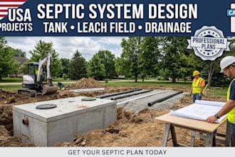 do septic tank leach field drainage plans report with review for USA projects