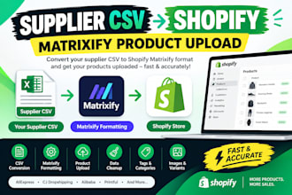 convert your supplier CSV to shopify matrixify format and upload products