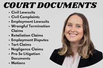 civil litigation and employment lawyer for lawsuits,tort,pro se,legal advice,nda