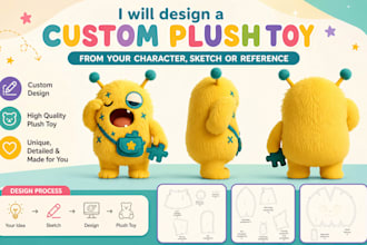 create a plush toy design from your character, artwork or creative idea