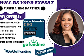 create and promote your gogetfunding and gofundme campaign to CEO and directors