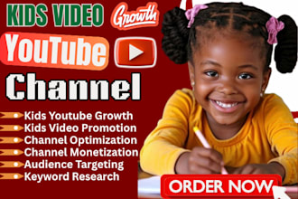 do super fast organic kids video promotion, channel manager for channel growth