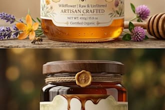 design a unique honey bee badge logo for your brand