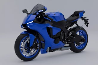 design 3d motorcycle model,aerodynamic kits, race element,3d printing,blue yamah