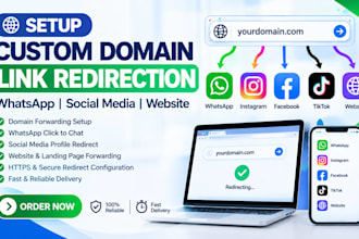 setup custom domain link redirection  whatsapp social media website