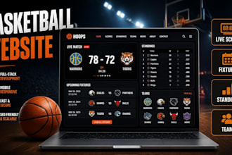 build basketball website with fixtures scores teams and standings