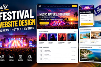 build festival travel website design concert ticket hotel booking website on wix