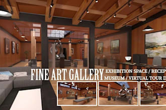create 3d museum, art gallery, exhibition hall, showroom and virtual exhibition