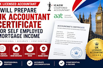 prepare UK accountant certificate for self employed mortgage income
