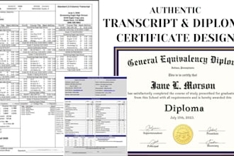 do official high school transcript, college, home school and diploma certificate