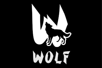 design a unique wolf, wolf mascot, animal and wildlife logo