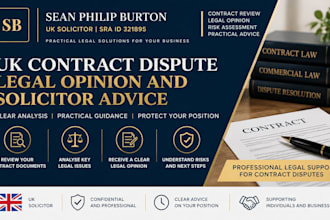 provide uk contract dispute legal opinion and solicitor advice on claims risks