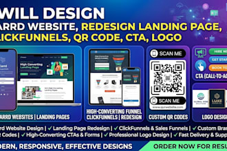 design carrd website redesign landing page clickfunnels qr code cta logo